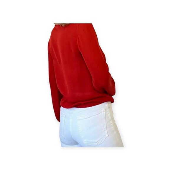 Haute Hippie Red Silk Tie-Front Blouse L - Picture 11 of 15